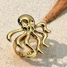 1pc Adjustable Octopus Ring, Suitable For Beach & Vacation Wear - Gold - View 2
