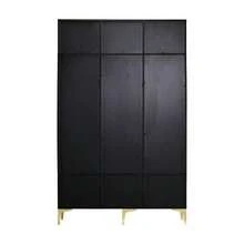 Wardrobe Set With Bench, Multifunctional Storage Bench, Open Storage, 6 Hooks And Gold Legs, Suitable For An Entryway Or Living Room, White, W 120/D 40/H 191.5 Cm - Black - View 5