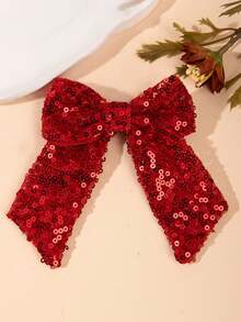 1/2/4pcs Sequin Bow Hair Clips, Long Ribbon Shiny Hair Clips, Y2K, Birthday Party, Stage - Multicolor - View 17