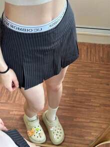 American Retro Stripe Pleated Low Waist Suit Skirt (Women's), Summer Slim Fit, Sweet And Spicy A-Line Bodycon Skirt - B1004 - View 4