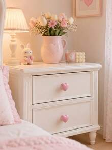 8pcs Heart-Shaped Ceramic Cabinet Knobs, Colorful Drawer Pulls, Suitable For Vanity, Wardrobe, Children's Room Furniture And Home Decor - Handle - View 6