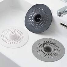 1pc Silicone Drain Filter, Suitable For Shower And Kitchen Sink, Easy To Install, Expandable, White And Gray Available, Round Design With Drainage Holes, Perfect For Bathroom Or Kitchen Use, Perforated Design, Easy Install Filter, Shower Drain Hair Catcher - Multicolor - View 5