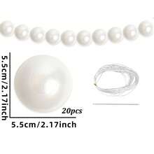 20 Simulated Large Pearl Pendants Wedding Celebration Background Wall Decoration DIY Beaded Ornaments White Round Ball Ornaments Hanging Ornaments - White - View 8