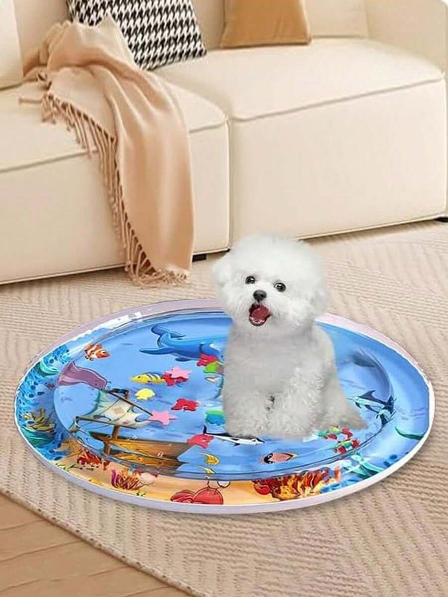 1pc Thick Pet Sensing Water Mat, Cat Sensing Water Play Mat, Cat Cooling Mat, Cat/Dog Water Sensing Mat, Comfortable Inflatable Lying Water Play Mat - Multicolor - View 1
