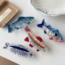 1 pezzo Fermaglio per capelli stile coreano a forma di pesce carino, di alta qualità e unico, fermaglio francese adorabile e dolce, accessori per capelli alla moda per donne - Multicolore - Visualizzare 2
