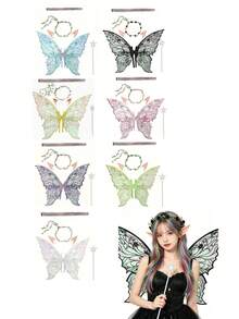 1 Set Gold Foil Butterfly Fairy Wings, Suitable For Various Holiday Bar Party Cosplay Props, Music Festivals - Multicolor - View 1