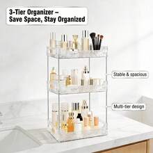 1pc Large Capacity 2-Tier Or 3-Tier Transparent Glacier Pattern PET Storage Rack, Easy Installation Detachable Design, Desktop Cosmetic Organizer, Bathroom Vanity Shelf, Kitchen Spice Bottle Rack, Multi-Scene Home Storage Tray - View 8