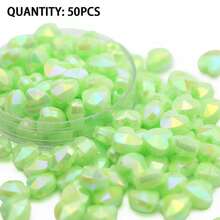 50 Peças Contas Acrílicas em Formato de Coração Multicoloridas de 8mm - Contas de Joias em Cores Arco-Íris, Adequadas para Pulseiras DIY, Colares, Brincos - Materiais Únicos de Artesanato com Contas Decorativas - Faça você mesmo contas de coração de cor sólida - Visão 12