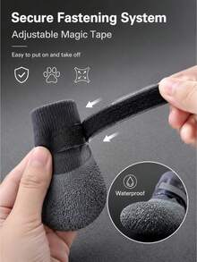 4pcs Small And Medium Dog Shoes, Outdoor Waterproof Non-Slip Shoes And Socks, Pet Socks, Dog Foot Covers - Black - View 2