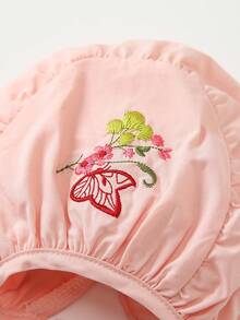 Set de 2 piezas Pelele bordado dulce para bebé niña con sombrero, conjunto de verano - Rosa Pálido - Ver 11