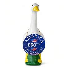 1-8 Sets Porch Goose Decor, 17"/23" Concrete Plastic Goose Duck Lawn Statue Costumes With Porch Goose Hanging Decorations (Goose Statue Not Included) - A - View 18