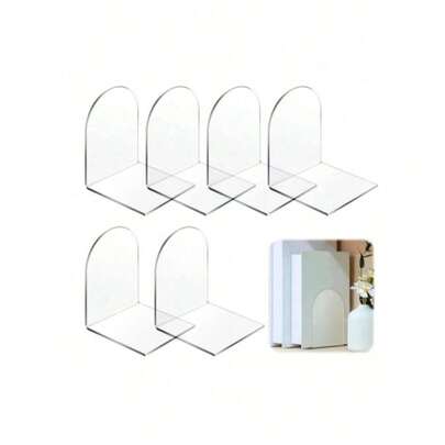 4 piezas Soporte de libro de acrílico, Soporte de libro transparente ajustable, Estante de exhibición de arte, Estantería de acrílico para escritorio, Adecuado para oficina, hogar, tienda minorista, dormitorio, regreso a la escuela, cómics, CD, revistas, tarjetas postales, piezas de arte, Día de San Valentín, Navidad, regalos de Halloween, decoración transparente