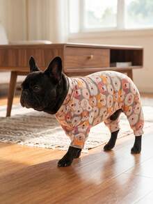 狗狗夏季掉毛控制睡衣 - 透氣高彈力全覆蓋寵物連身衣，夏季防舔防蟲保護連身褲，適用於中大型犬，全身印花狗狗衣服 - 彩色 - 查看 3