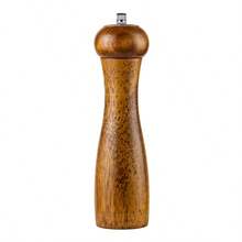 1pc Wooden Manual Grinder For Pepper, Sea Salt And Sichuan Pepper With Ceramic Grinding Core - Brown - View 16
