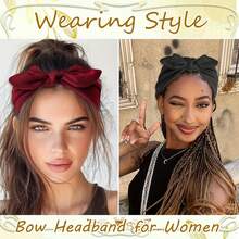 4Pcs Knotted Rabbit Solid Color Elastic Ear Bow Headband Yoga Sports Headband Sweat Absorbent And Antiperspirant Elastic Headwear - Multicolor - View 5