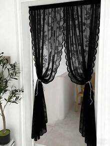 1pc Solid Color Double Row Wavy Lace Trim, Fashionable Minimalist Fresh Home Decor Curtain Valance, Suitable For All Seasons - Multicolor - View 6