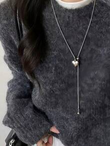 1件女款心形輕量吊墜極簡項鍊，全新伸縮技術，運動鏈條飾品，2026新款，美觀優雅，適合女性日常穿搭、派對造型、節日禮物，送給好友與家人的禮物 - 愛心 - 查看 9