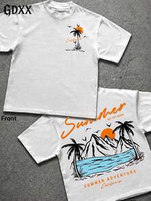 Plus-Size Men's California Summer Adventure T Shirt, Casual Streetwear Summer Daily Wear For Men,Outdoor Hiking Camping Casual Tee-Vintage Street Style Unisexoose Cotton Short Sleeve Crew Ne - 白色 - 查看 5