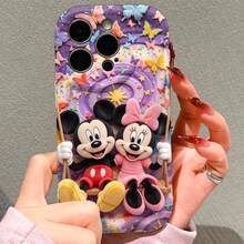 Disney Mickey & Minnie Mouse Shockproof Phone Case, Plush‑Style Butterfly Star Rainbow Swing Pattern, Compatible With IPhone 17,16,15,14,13,12,11 Pro, Pro Max, Plus, Perfect Gift For Birthday, Holiday, Valentine's Day For Family, Friends, Boyfriend & Girlfriend - 白色 - 查看 5