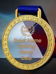 1pc Personalized Metal Frame Star Crystal Medal, Customizable Colorful Logo Creative Crystal Medal Award Sports Trophy, Gold Silver Bronze Medal, DIY Color Print Custom Pattern, Suitable For Sports Trophy, Student Souvenir, Perfect Gift For Christmas And Thanksgiving - Gold - View 6
