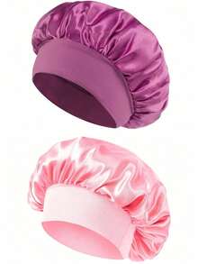 2/1 Momme Silk Sleep Cap, Soft Elastic Silk Night Cap, Summer Cool-Touch Hair Protection Silk Night Cap (Black, Gold And Pink) - One Size Fits All - View 9