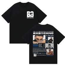 Camisetas de la gira de Rapper Baby Gang 2025, estilo retro gótico para hombre, camiseta de manga corta, ropa hip hop, camiseta de algodón de talla grande. - Negro - Ver 2