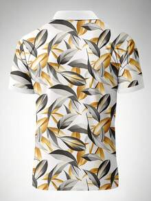 Men's Plant Print Casual Short Sleeve Polo Shirt - Multicolor - View 6