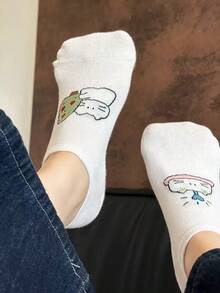 5 Pairs Women's Cartoon Cat Pattern Invisible Socks, Breathable, Non-Slip, Cute Casual Short Socks, Perfect For Daily Wear Or Gifts - Multicolor - View 4