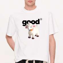 Men'S & Women'S Olive Green T-Shirt - Soft Everyday Casual Tee With Cute Sheep Graphic, All-Season Basic Top For Streetwear, Couples Outfits - Minimalist Everyday Essential, Streetwear Fashion, Playful Design, Comfortable Material, Short Sleeve Shirt, Unisex Clothing - Multicolor - View 1