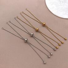 2pcs Stainless Steel Adjustable Slider Bracelets Metal Bracelet Chain Slider Bracelet Extender Chains With Ball Ends For Women Jewelry Making DIY - Chain - View 4