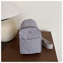 Bolso de cuero genuino para mujer, elegante bolso de mano y de hombro para oficina, citas y fiestas. Nuevo bolso de nailon de color sólido estilo japonés, moderno y elegante para estudiantes, ideal para clases, de gran capacidad, ligero, adecuado para ir al trabajo, bolso de tela de un solo hombro y bandolera. - Blanco - Ver 12