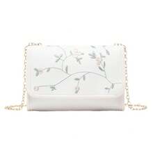 Bolso de Cuero Genuino para Mujer, Elegante Bolso de Mano y de Hombro para Oficina, Citas y Fiestas, Bolso Pequeño Cuadrado Bordado a la Moda, Nuevo Bolso Versátil con Cadena para Mujer 2026, Bolso de Hombro de Alta Gama, Bolso Pequeño al por Mayor - Caqui - Ver 7