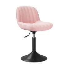 Devoko Rosa Height-Adjustable Swivel Chair, Velvet Look Vanity Chair With Backrest, 360° Bar Stool For Dining Room, Living Room And Salon - Pink - View 3