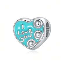 1 pezzo Ciondolo a tema Oceano Blu & Spazio, Perla in smalto placcata argento a forma di animale e stella, Adatto per braccialetti fai-da-te, collane e accessori per la creazione di gioielli - Blu - Visualizzare 26