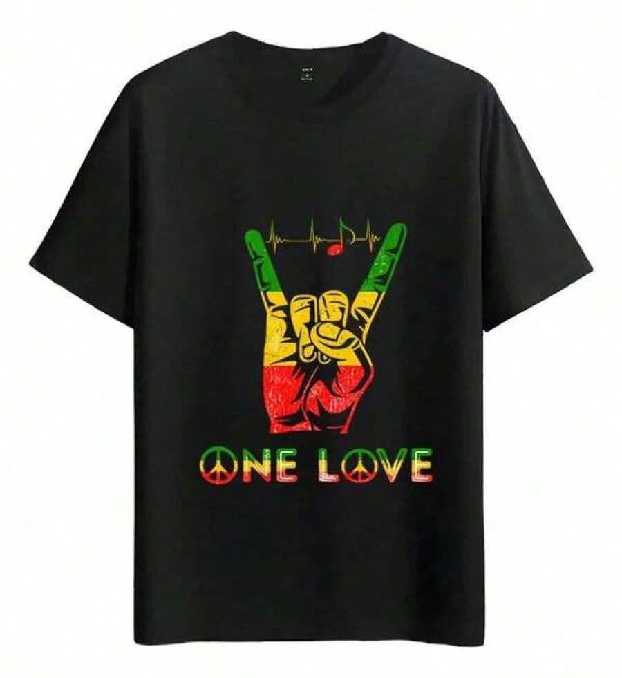 Camiseta Muscle Freaks One Love Estilo  Reggae Vibes - Negro - Ver 1
