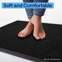 Heavy Duty Waterproof Entryway Mat 72x48 – Non Slip Commercial Floor Rug With Strong Backing, Low Profile Carpet Runner For Home, Office, Garage & Hallway Use (Black) - Black + 72" X 48" + 1 - View 7