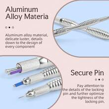 Dual-Head Micro-Needle Tattoo Pen, Flat And Round Needle Blades, Eyebrow Embroidery Manual Tool, Makeup Supplies, 1pc/Pack - Silver - View 3