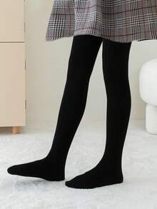 1 件女童紧身裤，纯色，卡其色、米色、白色、黑色、灰色、紧身、条纹、学院风、公主风，全长，适合日常穿着，秋冬紧身裤，时尚百搭 - 彩色 - 查看 9