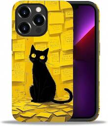 Papel amarillo gato negro