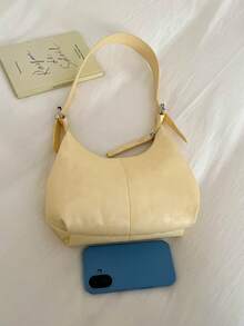 1pc Mini, Minimalist Design Soft PU Solid Color Multi-Functional Mini Crossbody Bag, Women's Underarm/Handheld Small Wallet, PU Material, Portable Mini Style - Yellow - View 9