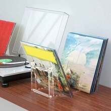 Clear Vinyl Record Stand Holder For Desktop Album Storage, Record Shelf Display For Desktop Pictures, Books - White - View 4
