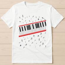 2026 New Y2K Vintage Streetwear Graphic TeePiano Beat It  Video Music Retro Gift Tee T Shirt 8041 - 白色 - 查看 1
