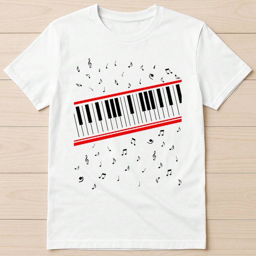 2026 New Y2K Vintage Streetwear Graphic TeePiano Beat It Video Music Retro Gift Tee T Shirt 8041 - 白色 - 查看 1