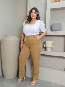 Plus Size Pants - Apricot - View 2