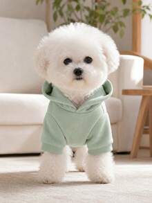 PETCIRCLE 1 chiếc quần áo thú cưng, áo nỉ hai chân dễ thương cho chó & mèo nhỏ/vừa, Leader - màu xanh lá nhạt trơn - màu xanh lá - Xem 5
