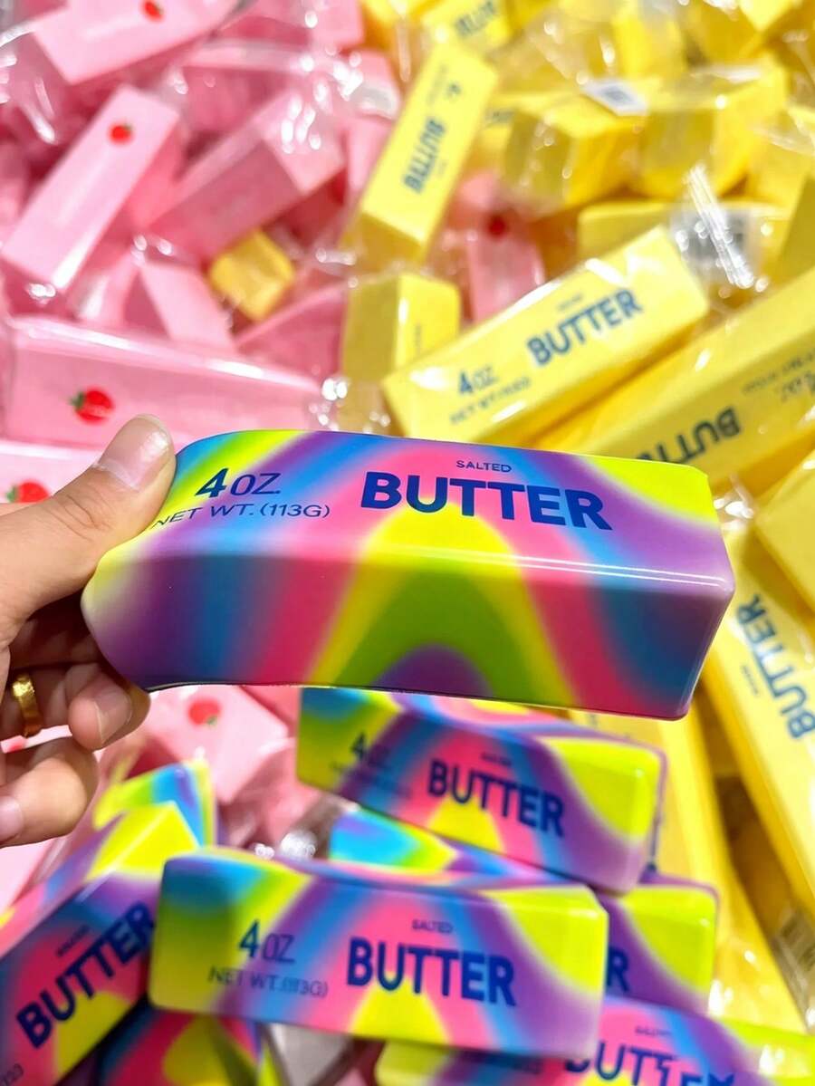 Colorful Gradient Butter Block Squishy, Slow Rebound Soft Stress Relief Toy, Party Gift, Birthday Gift, Holiday Gift, Squeeze Toy, Plush Soft Toy - Multicolor - View 1