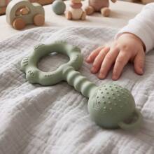 1 pieza Juguete de sonajero de silicona, Juguete calmante para bebés, Material de silicona, Sonajero de silicona, Entrenamiento de agarre para bebés, Juguete de sonajero, Sonajero educativo adecuado para niños y niñas - Multicolor - Ver 10