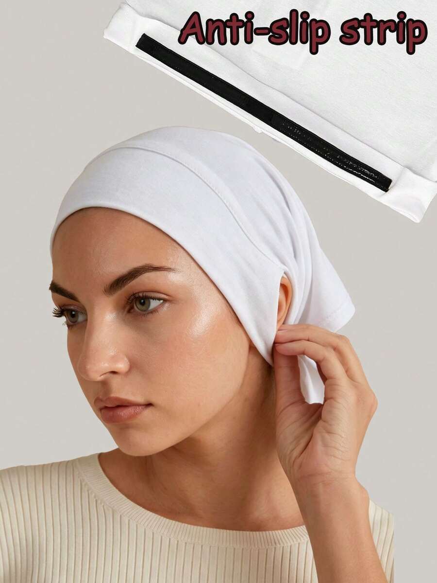 1pc Women's Solid Color Anti-Slip Earloop Hijab Cap, Hijab Undercap, Soft & Comfortable Muslim Base Cap, Casual Versatile To Match Hijab - Multi-color - Anti-slip Cap With Ear Piercing - View 1