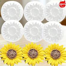 6入小號與中號花朵太陽形矽膠模具，適用於手工皂、黏土、樹脂、蠟燭DIY花形矽膠模具工具 - 6個中小向日葵模具-A - 查看 2