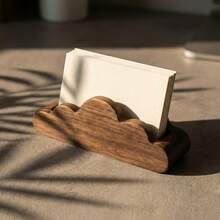 Cloud-Shaped Black Walnut Wood Business Card Holder, Crafted From High-Quality Solid Wood, Creative And Cute Desktop Business Card Display Stand, Office Storage Ornament, High-End Desk Decoration Office Supplies - 1 - View 4